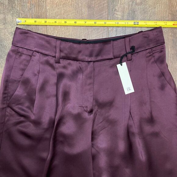 Banana Republic NWT Isa Pleated Italian Satin Tapered Pants in Purple Prune sz 4 - Picture 7 of 10